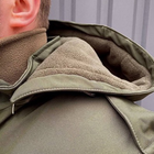 Мужская Зимняя Куртка на синтепоне с флисовой подкладкой / Водоотталкивающий Бушлат олива размер 3XL - изображение 6