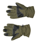 Плотные зимние перчатки SoftShell на флисе с сенсорными вставками олива размер универсальный L/XL - изображение 4
