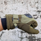 Зимние защитные перчатки с косточками и сенсорными накладками олива размер универсальный - изображение 4