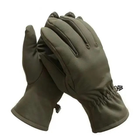 Плотные зимние перчатки SoftShell на меху с сенсорными вставками олива размер универсальный - изображение 1
