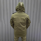 Мужская Зимняя Куртка на синтепоне с флисовой подкладкой / Водоотталкивающий Бушлат олива размер 4XL - изображение 2