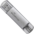 Флеш память USB MediaRange Combo Flash Drive 64GB USB 3.2 Gen1 + Type-C Silver (MR937)
