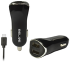 Автомобільний зарядний пристрій Beline 2xUSB + USB-C 2.1A Black (5900168331211) - зображення 1