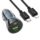 Зарядний автомобільний Hoco Z47A Type-C+USB QC PD30W 3A + кабель Type-C to Lightning із швидкою зарядкою to iP Чорний