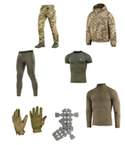 M-tac комплект ЗСУ тактична куртка, штани з наколінниками, кофта, термобілизна, рукавички XS - зображення 1