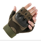 Рукавички тактичні без пальців літні для ЗСУ із захистом на кісточках армійські XL/10 Хакі - зображення 2