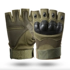 Перчатки тактические без пальцев летние для ВСУ c защитой на костяшках армейские М/8 Олива - изображение 1