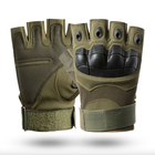 Перчатки тактические без пальцев летние для ВСУ c защитой на костяшках армейские М/8 Зеленый - изображение 1