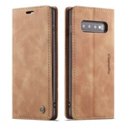 Чехол книжка Caseme с магнитом для Samsung Galaxy S10 Plus коричневый