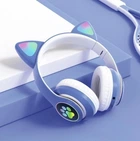 Бездротові навушники з котячими вушками UKC STN 28 Cat музичний блютуз Bluetooth навушники накладні сині