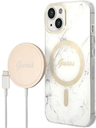 Панель + Зарядний пристрій Guess Marble MagSafe для Apple iPhone 14 Plus White (3666339103194) - зображення 1
