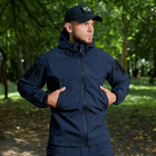 Влагозащищенная Мужская куртка Softshell / Верхняя одежда с анатомическим покроем темно-синяя размер 3XL - изображение 1