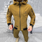 Мужская флисовая кофта с капюшоном "Sota Logos-tac" / Флиска с карманами койот размер 3XL - изображение 2
