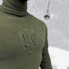 Мужской Флисовый Гольф с длинным рукавом / Плотная Водолазка с гербом олива размер S - изображение 6