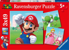 Zestaw puzzli w kształcie Ravensburger Super Mario 21 x 21 cm 3 x 49 elementów (4005556051861) - obraz 1