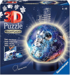 Puzzle 3D Ravensburger Ravensburger 3D Puzzle 11264 Night Light Puzzle Ball Puzzle Astronauc w kosmosie 12.5 x 12.5 cm 72 elementy (4005556112647) - obraz 1