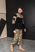 Кофта флисовая мужская военная тактическая с липучками под шевроны ВСУ (ЗСУ) Пиксель 8034 54 размер черная - изображение 7