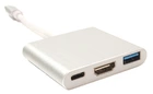 Кабель-перехідник USB Type-C PowerPlant - HDMI/USB Multiport Adapter для MacBook 12, 0.15м