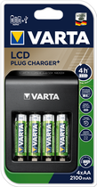 Зарядний пристрій Varta LCD Plug Charger+ EU 4x 2100 mAh Чорне (57687101441) - зображення 2