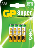 Bateria alkaliczna GP Super Alkaline AAA 1.5V 24A-U4 LR03 4 szt. (24A-U4) - obraz 1