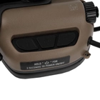 Активна гарнітура Earmor M32X Mark 3 DualCom MilPro з кріпленням на рейки шолому Tan Підшоломні З адаптерами 22 2000000138466 - зображення 7