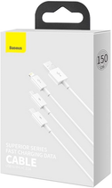 Kabel Baseus Superior Series USB do M+L+C 3.5A 1.5 m Biały (CAMLTYS-02) - obraz 2