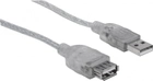 Kabel Manhattan USB 2.0 AM-AF 3.0 m Srebrny (766623340496) - obraz 1