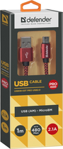 Kabel Defender USB08-03T Pro USB 2.0 AM-MicroBM 1 m Czerwony (4714033878012) - obraz 1