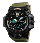 Наручные мужские часы Skmei 1155BKH с подсветкой 5 АТМ Khaki-Black (7_01109)