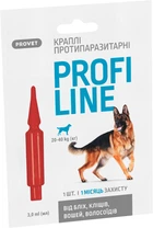 Краплі ProVET Profiline інсектоакарицид для собак 20-40 кг 1 піпетка 3.0 мл (4823082431069)A