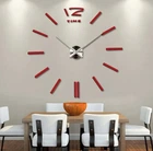 Настенные часы DIY 3D "TimeLine" красные - Большие бескаркасные 3Д часы 60-130 см, самоклеящиеся (101191)