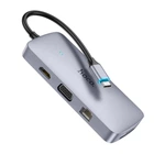 HUB HOCO HB33 10в1 Type-C to USB3.0/ 2USB2.0/Type-C/HDMI/VGA/RJ45/AUX/SD/TF PD100W 0.18М універсальний Adapter картрідер Сірий