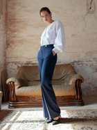 Spodnie regular fit damskie eleganckie Makover K114 L Granatowe (5903887636926) - obraz 3