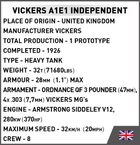 Klocki konstrukcyjne Cobi I Wojna Światowa Czołg Vickers A1E1 Independent 886 szt. (5902251029906) - obraz 3
