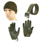 M-tac комплект перчатки тактические шапка ремень олива 2XL - изображение 1