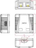 Розетка на 2 порти Cablexpert RJ-45, 6 cat, зовнішня (NCAC-2U6-01) - зображення 3