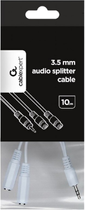 Kabel stereo audio Cablexpert 3.5 mm F - 2 x 3.5 mm M 0.1 m Biały (CCA-415W) - obraz 3
