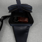 Мужская кожаная тактическая сумка-слинг BagTur 03 Кожа "Флотар" 04030803 Цвет синий - изображение 11