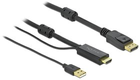 Кабель Delock HDMI – DisplayPort + USB-A 4K 1 м Black (4043619859634) - зображення 1