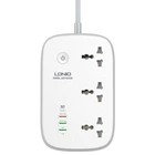 Сітковий фільтр LDNIO SCW3451 2500W 3х220V+3хUSB+1хType-C QC/PD,3A/30W 2M WiFi управління електричний підовжувач швидка зарядка для пристроїв Білий