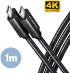 Kabel Axagon USB Type-C – USB Type-C 3.2 Gen 2 PD 100W 4K HD 1 m Black (8595247905970) - obraz 1