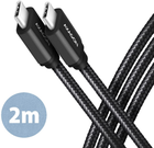 Kabel Axagon USB Type-C – USB Type-C 2.0 PD 60W 2 m Black (8595247906885) - obraz 1