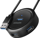 USB-hub Axagon 4-portowy USB 3.2 Gen 1 + micro-USB 0.3 m Black (8595247905611) - obraz 1