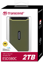 Dysk SSD Transcend ESD380C 2TB USB 3.1 Type-C 3D NAND TLC Military Green (TS2TESD380C) Zewnętrzny - obraz 6