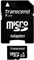 Karta pamięci Transcend MicroSD 2GB + adapter SD (TS2GUSD) - obraz 1