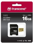 Karta pamięci Transcend MicroSDHC 500S 16GB Class 10 UHS-I U3 + adapter (TS16GUSD500S) - obraz 1