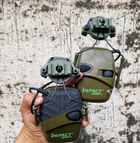 Водонепроницаемые тактически-военные наушники с активным шумопоглощением наушники-шумодавы для стрельбы Impact Sport Олива - изображение 6