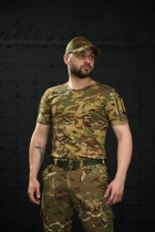 Тактична футболка мультикам з липучками на плечах та кишенею на блискавці L - зображення 1