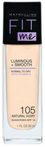 Тональна основа Maybelline Fit Me Luminous + Smooth Foundation 105 Natural Ivory 30 мл (3600530880034) - зображення 1