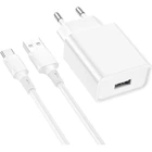 Зарядное устройство BOROFONE BA74A Aspirer 1xUSB-A, 2.1A White w/USB-C cable